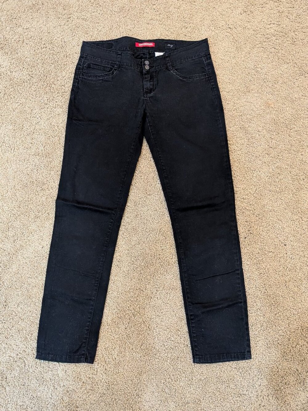 Unionbay Y2K Low Rise Skinny Pants Women 11 Black Cotton Stretch Indie Sleaze